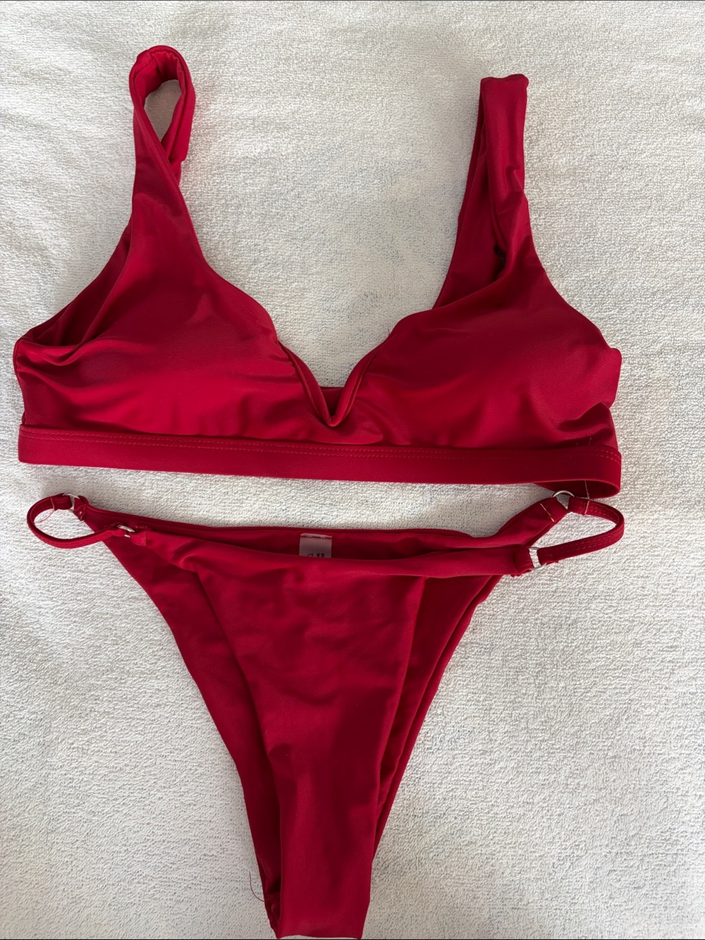 SHEIN Red Plunge Bikini Set